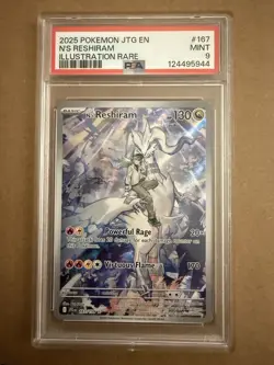 Pokemon N’s Reshiram TCG Card 167/159 JTG Illustration Rare PSA 9 Mint - Image 1