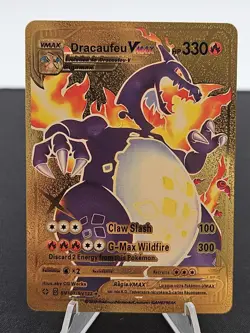 Pokemon Gold Foil Fan Art Card Dracaufeu Charizard VMAX 330 HP - Image 1