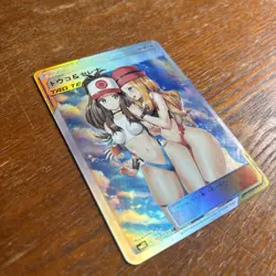 Serena Hilda 2 Waifu Card ACG Pokemon Trainer Holo Custom Flash Foil Anime - Image 2