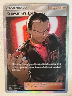 Pokemon Card Giovanni's Exile 67/68 Hidden Fates Full Art Trainer NM 2019 - Image 1