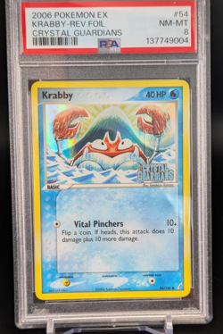2006 Krabby Reverse Holo Stamped 54/100 EX Crystal Guardians Pokemon Card PSA 8 - Image 3