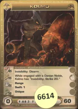 (6614) KOLMO 65/55/55/50/60 Super Rare Foil Chaotic Card - Unused Code - Image 1
