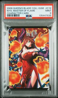 2008 Queen's Blade Gum Card #C12 Nyx, Master of Flame Character Card PSA 9 MINT - Image 1