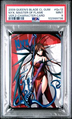 2009 Queen's Blade Collection Gum Card #Qc12 Nyx Ver 2 Character Card PSA 9 MINT - Image 1