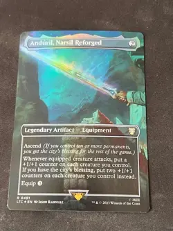 Anduril, Narsil Reforged Borderless FOIL MTG Lord of the Rings CMDR Rare 491 NM - Image 1