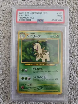 2000 Pokemon Japanese Neo Premium File Bayleef #153 - PSA 9 MINT - Image 1