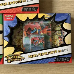 Pokemon Ascended Heroes Ex Box Set of 3 (Emboar Meganium Feraligatr) Sealed New - Image 3