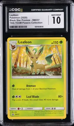 2020 POKEMON BLACK STAR PROMOS TAG TEAM POWERS COLL LEAFEON CGC 10 GEM MINT - Image 1
