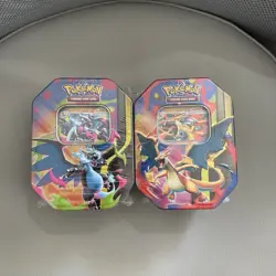 Pokemon TCG Mega Charizard X & Y Mega Evolution Tin Set - 2 Tins -New & Sealed - Image 1