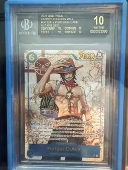 PORTGAS D. ACE 2025 ONE PIECE BLACK LABEL ALT ART SECRET RARE BGS 10 - Image 1