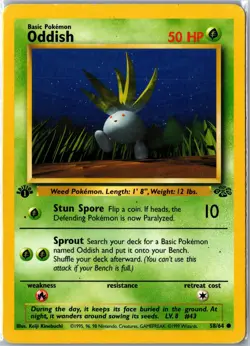 Pokemon Card - Oddish Jungle 58/64 1999 Common 1st Edition Heavily Played - Image 1