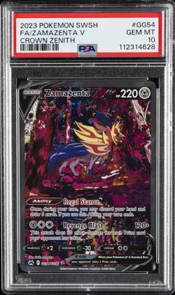 2023 POKEMON SWORD & SHIELD CROWN ZENITH #GG54 FULL ART/ZAMAZENTA V PSA 10 - Image 1