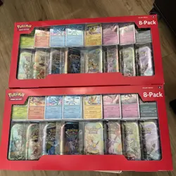 Pokemon Prismatic Evolutions 8 Mini Tins w/ Promo Cards Costco 2pk LOT ON HAND - Image 1