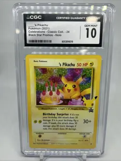 Pokemon Birthday Pikachu Holo Celebrations CGC 10 Gem Mint Black Star Promo ENG - Image 1