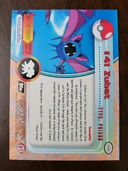 NM! 1999 Topps Pokemon TV Animation #41 Zubat FOIL BLACK Logo Rays - Image 2