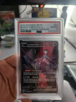 2025 POKEMON DRI SPECIAL ILLUSTRATION RARE #231 TEAM ROCKET'S MEWTWO EX PSA 10 - Image 2