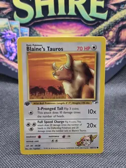 Blaine's Tauros 64/132 1st Edition Gym Heroes WOTC Rare Regular Unlimited - Image 1