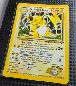 Lt. Surge's Raichu 11/132 Holo Rare Gym Challenge Pokemon Unlimited Holo MP - Image 2