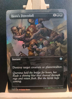 Hero's Downfall (Borderless) FOIL - Foundations - NM (see pics) - Uncommon - MTG - Image 1