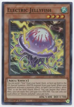 YUGIOH 3x Electric Jellyfish x3 - LED9-EN019 - Super Rare 1st ED NM - Image 1