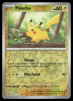 Pikachu 151 025/165 Common Reverse Holo Pokemon Near Mint - Image 1