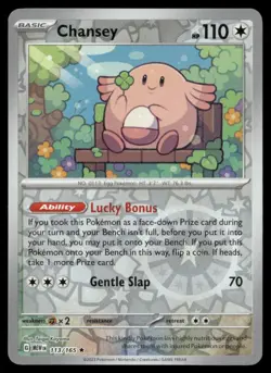 Chansey 151 113/165 Rare Reverse Holo Pokemon Near Mint - Image 1