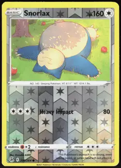 Fusion Strike Snorlax 206/264 Common Pokemon Reverse Holo NM/M - Image 1