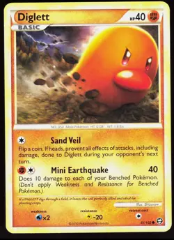 HGSS Triumphant Diglett 61/102 Common Pokemon NM/M - Image 1