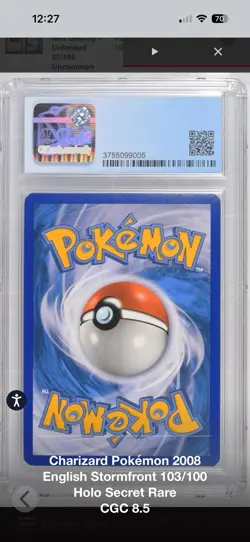 2008 Pokemon Stormfront Charizard 103/100 Secret Rare Holo - CGC 8.5 - Image 4