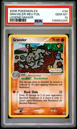 2006 POKEMON EX LEGEND MAKER #34 GRAVELER-REVERSE FOIL PSA 10 - Image 1