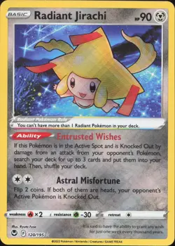 Radiant Jirachi 120/195 Radiant Rare Silver Tempest Pokemon Near Mint - Image 1