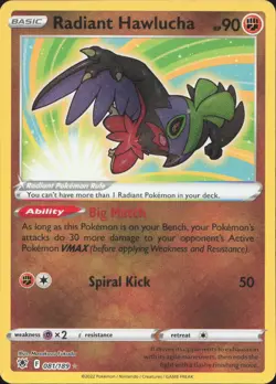 Radiant Hawlucha 081/189 Radiant Rare Astral Radiance Pokemon Near Mint - Image 1