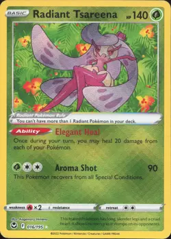 Radiant Tsareena 016/195 Radiant Rare Silver Tempest Pokemon Near Mint - Image 1