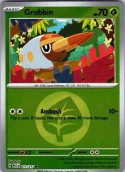 Grubbin (Energy Symbol Pattern) 017/217 Ascended Heroes Pokemon Reverse Holo NM - Image 1