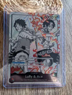 ST30-001 Luffy & Ace leader Alt Art (Parallel) One Piece Card Game ENGLISH NM - Image 1