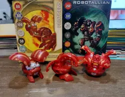 Bakugan B1 Pyrus Griffon, Dragonoid, & Robotallion Red Dan Kuso Set W/ Cards! - Image 1