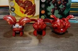 Bakugan B1 Pyrus Griffon, Dragonoid, & Robotallion Red Dan Kuso Set W/ Cards! - Image 2
