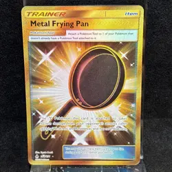Pokemon Metal Frying Pan Trainer Card Gold Secret Rare Holo 144/131 - Image 1