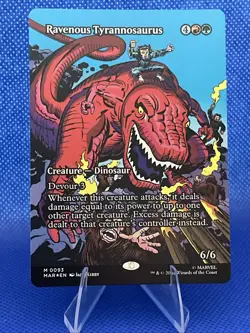MTG Marvel Super Heroes RAVENOUS TYRANNOSAURUS Borderless Mythic #093 - Image 1