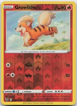 Growlithe 019/195 Common Silver Tempest Pokemon Reverse Holo Near Mint - Image 1