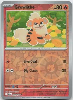 Growlithe 027/182 Common Destined Rivals Pokemon Reverse Holo Near Mint - Image 1