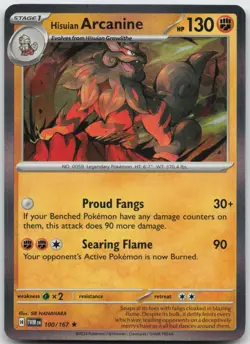 Hisuian Arcanine 100/167 Rare Twilight Masquerade Pokemon Holo Near Mint - Image 1