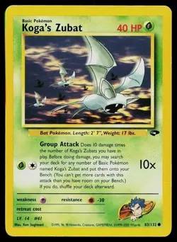 Pokemon Card Gym Challenge Koga's Zubat 83/132 Common - Image 1