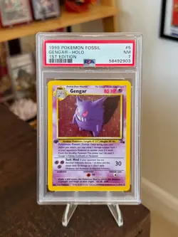 Gengar 5/62 Fossil 1999 Holo 1st Edition Pokemon TCG PSA 7 NM - Image 1
