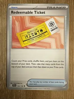 Redeemable Ticket - 156/159 - 2025 Journey Together Pokemon Trainer Card NM - Image 1