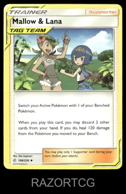 MALLOW & LANA 198/236 UC COSMIC ECLIPSE POKEMON NM/M - Image 2