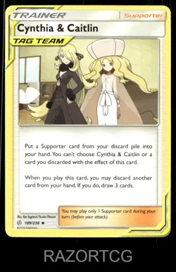 CYNTHIA & CAITLIN 189/236 UC COSMIC ECLIPSE POKEMON NM/M - Image 1