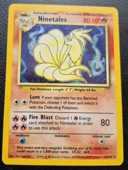 Pokemon TCG Ninetales Base Set Holo Unlimited Rare Card 12/102 - Image 1