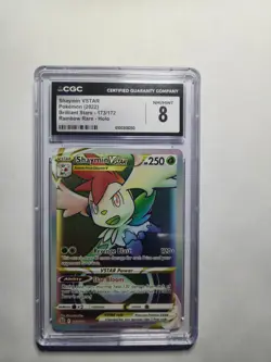 Shaymin VSTAR 173/172 - Brilliant Stars Rainbow Rare Holo Card CGC Gem Mint 8 - Image 1