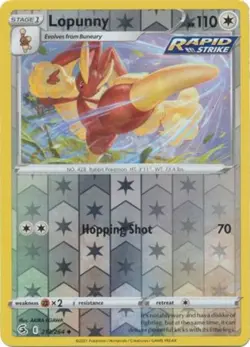 Pokemon - Lopunny - 213/264 - Uncommon - Reverse Holo - Sword & Shield - Fusion - Image 1